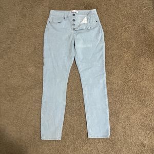 No Boundaries Womens Size 13 Stretch Medium Wash Denim Jeans Lycra Button Up